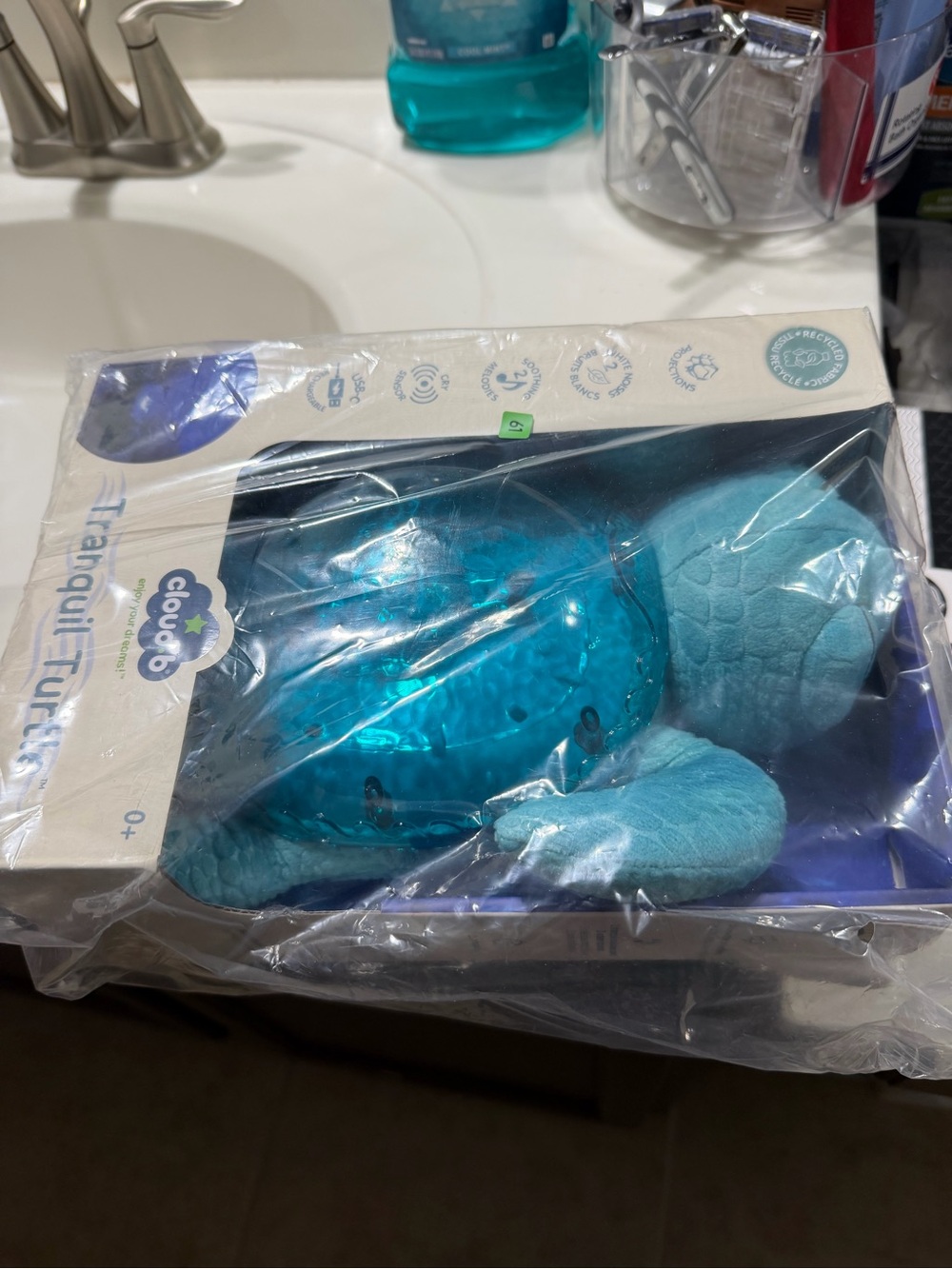 Cloud B Tranquil Turtle Soothing Night Light - Teal/Light Blue Plush
